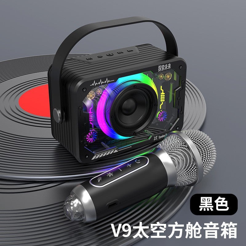 مكبر صوت كاراوكه بلوتوث موديل جديد للاستخدام المنزلي، مكبر صوت ملون لاسلكي مع ميكروفون للغناء في الهواء الطلق - Image 1